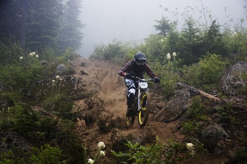 A racer attacking the Upper Bowl Rock Garden