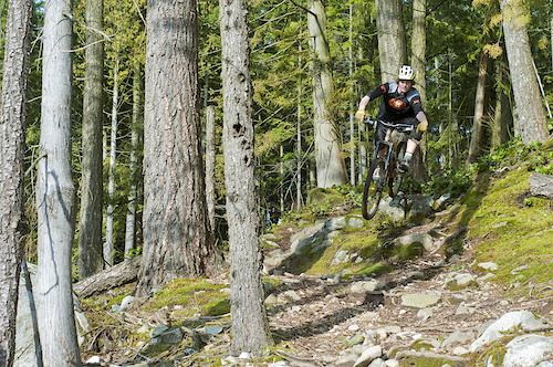 charging a rocky piece of single track