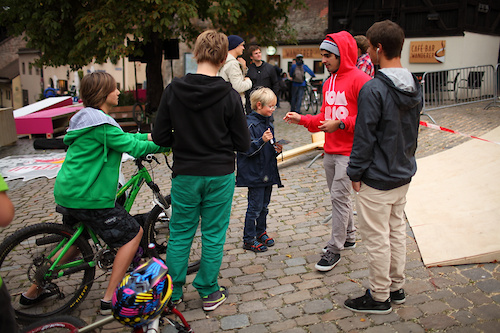 German rider Amir Kabbani on his first track walk, chatting with young Nürnberg fans. 

photo (c) by www.larsscharlphoto.com (me!)