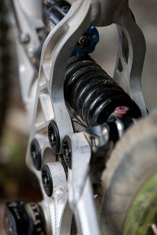 The DHR has been engineered to fit many different shocks so your options are wide open, including both coil and air sprung dampers. Look for Turner to fit a small fender to keep the shock from getting plastered with rocks and dirt.