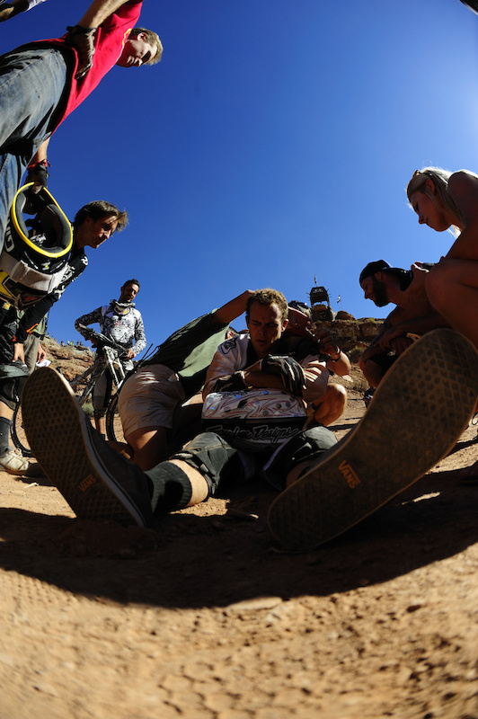 Cam Zink after his first attempt at three-ing the Oakley Sender.
