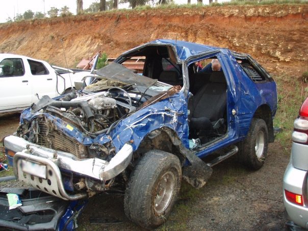 This is the car that had the run-in with the Kangaroo. Hard to believe that anyone could survive this, let alone escape with mostly minor injuries.