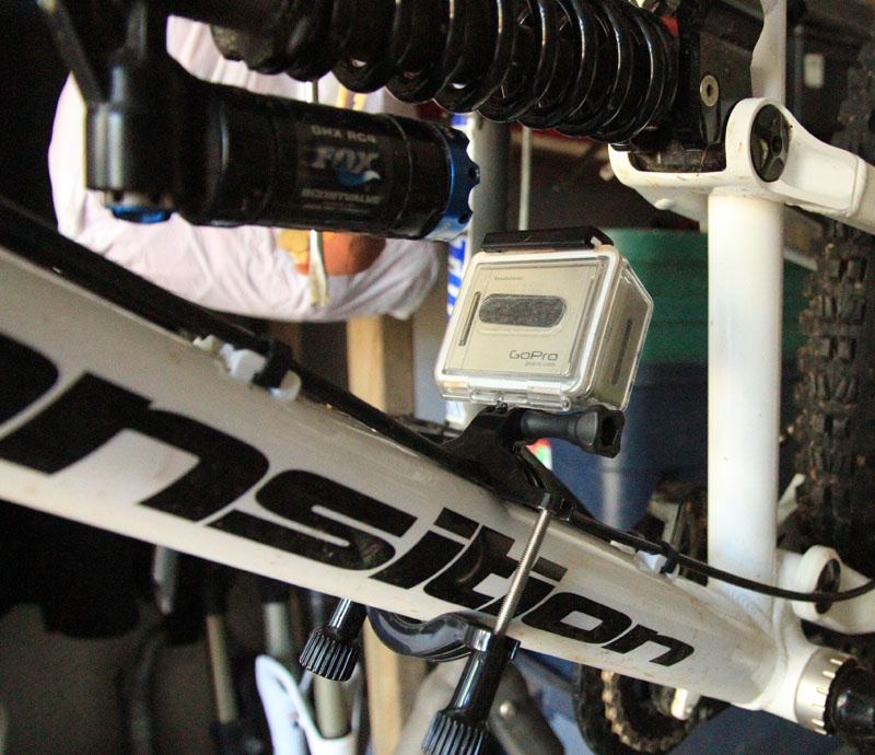 Roll Bar Mount (could as easily be Vented Helmet Mount or ziptied GoPro. Very cool if you're riding skinnies