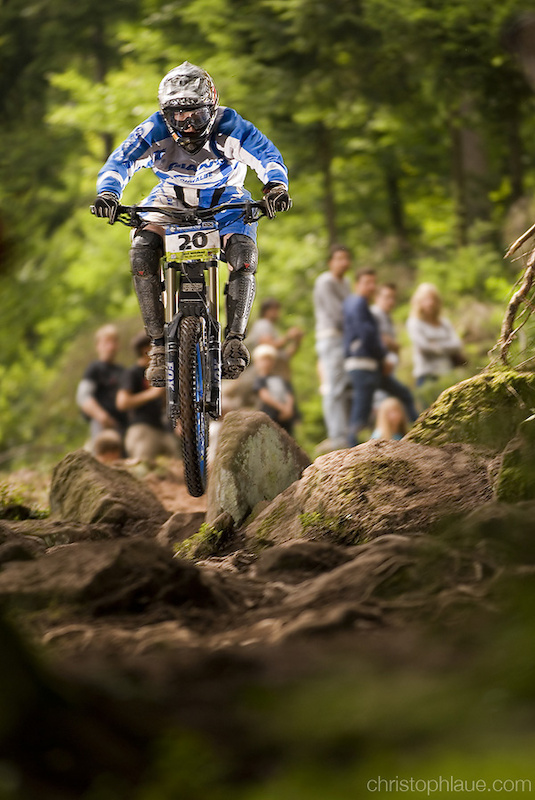 Jan Berkenkopf on the rocky trail in Bad Wildbad, Germany's hardest DH track