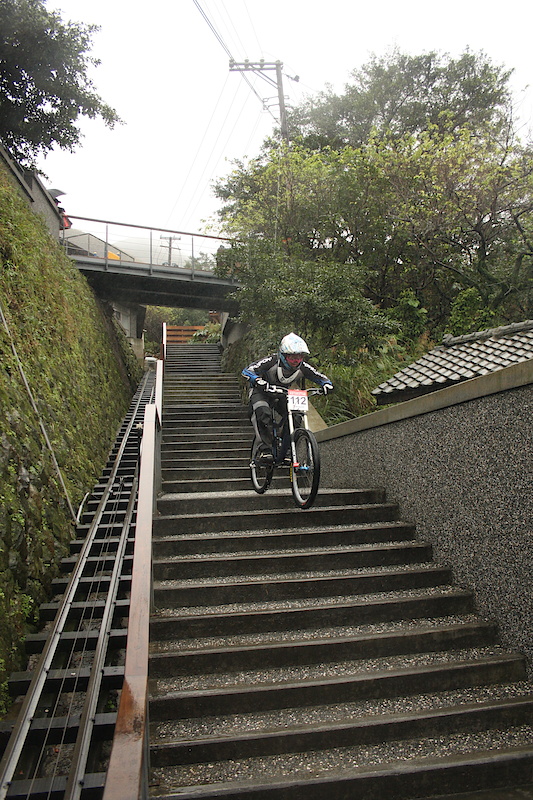Little Iron charging down another set of stairs