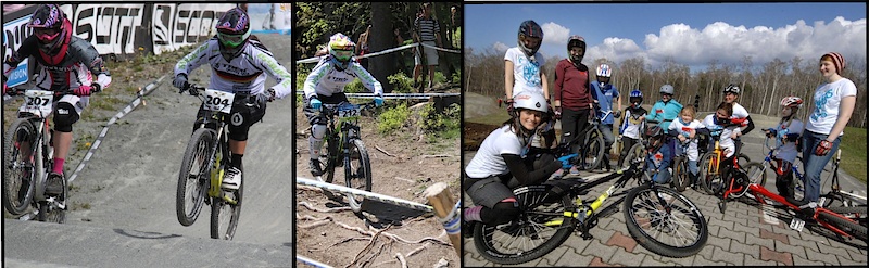 Steffi racing 4X and DH at iXS Dirtmasters Winterberg, and teaching at Girl's Camp Plessa
