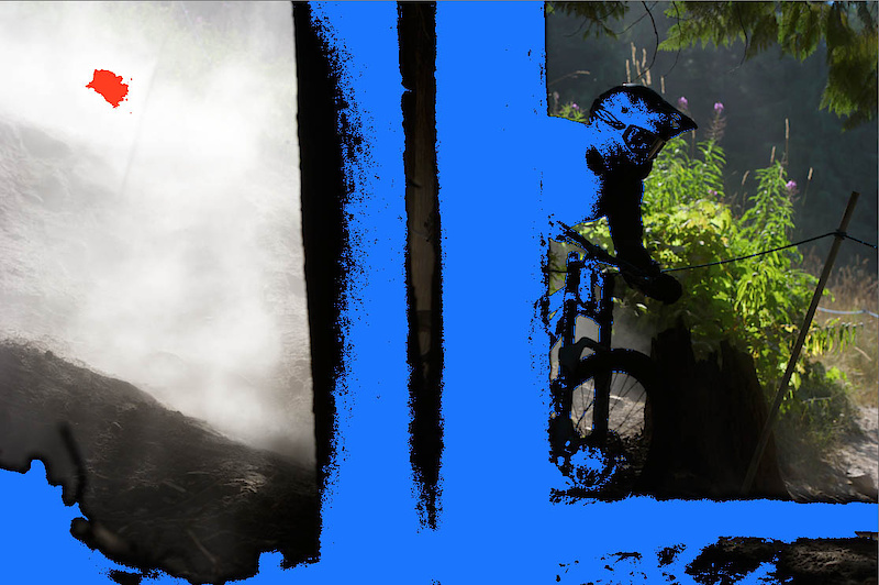 The blue areas are clipped shadows with no details, the red areas clipped highlights.