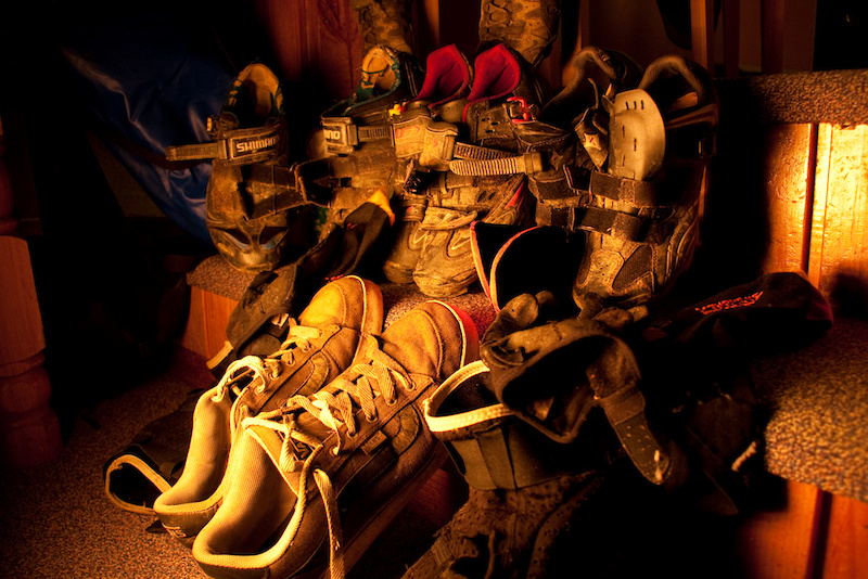 Our shoes needed some time to breathe after Nydia. Photo:Tony Hutchinson