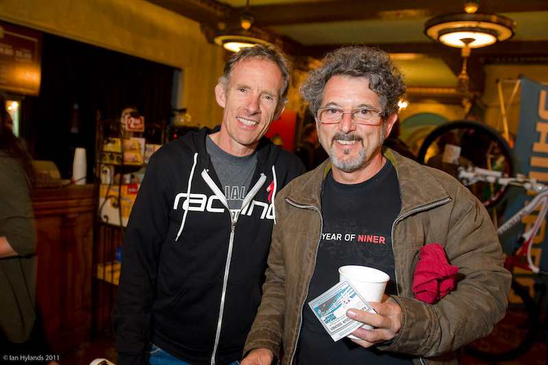 Wooden carvings of Specialized Legend Ned Overend and Richard Cunningham were on display in the lobby.