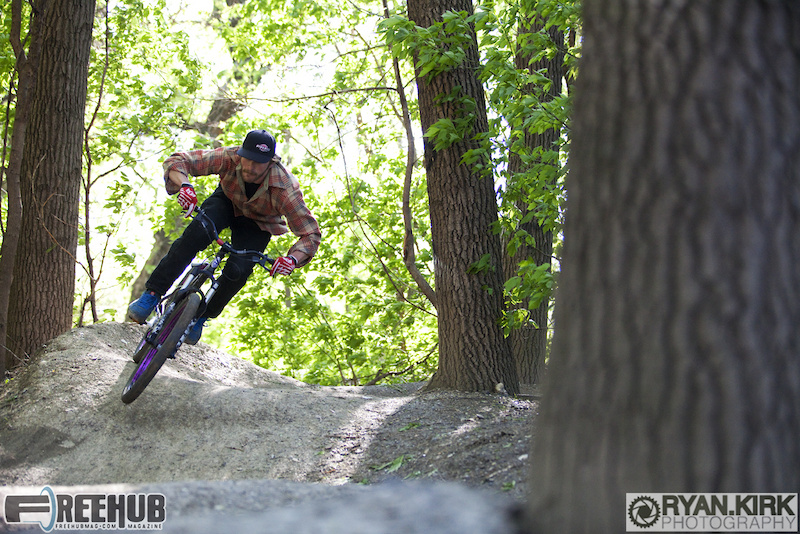 Rider Brandon Watts pumping it on the pumptrack at the Garden.