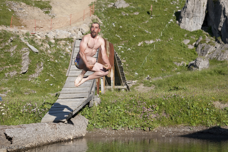 Sebee promised to jump in the pond at the bottom of The Face weather permitting.