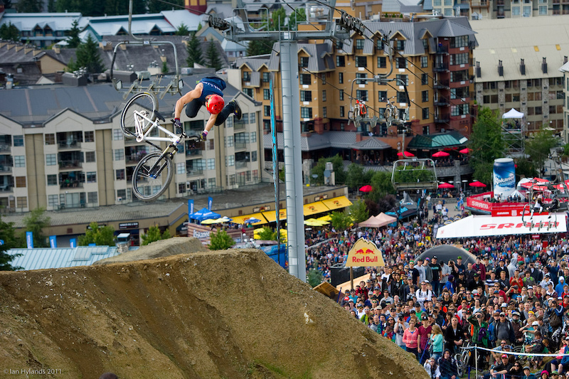 Benny Phillips winning the Teva Best Trick contest with a 360 downside double whip.