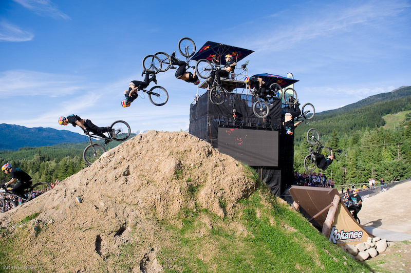 Andreu Lacondeguy jumps during the Red Bull Joyride event in Whistler BC on July 23 2011