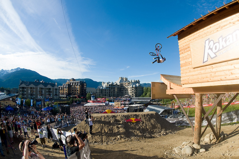 Brandon Semenuk jumps during the Red Bull Joyride event in Whistler BC on July 23 2011