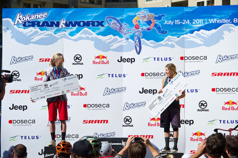 ACC had to catch a flight so it was only L-R Katrina Strand 2 and Fanny Paquette 3 on the podium for the Pro Women.