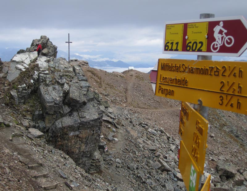 Signage at the top of the Rothorn