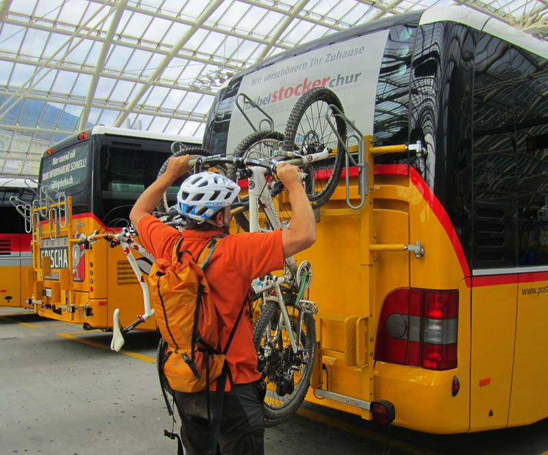 Taking the ridiculously efficient PostBus back to Lenzerheide to Chur after riding down to Chur