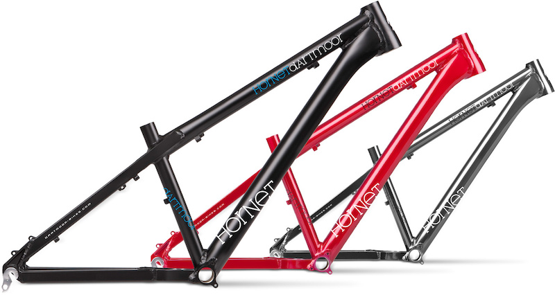 Hornet 2012 - lightweight freeride all mountain hardtail frame made of butted and heat treated 7075 aluminium tubes. The new Hornet is available in three sizes and three colors. First delivery is coming soon 