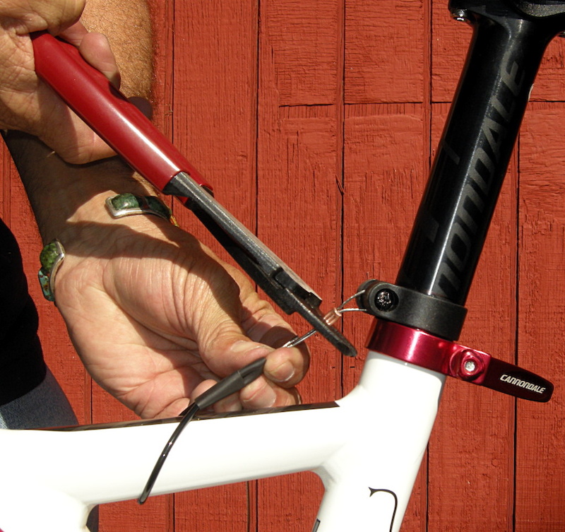 Crimp the upper loop with the saddle slammed so there is plenty of slack in the cable.