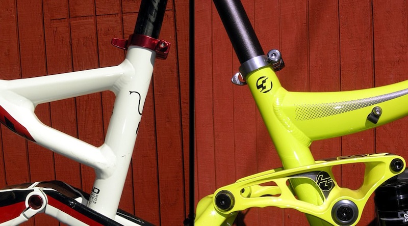 If your top tube is forked like the Cannondale on the left route the lower loop around the upper tube and in front of the seat tube. If the frame has a single top tube route the lower loop under the top tube and behind the seat tube. This will ensure that the loop pulls up straight when you raise the saddle.