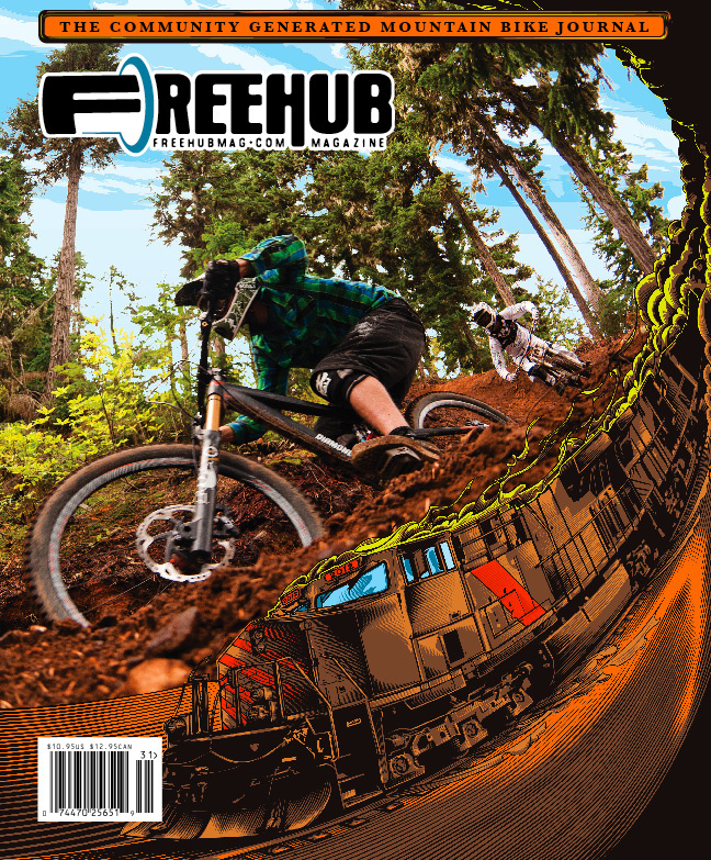 Freehub strives to be different than any other Mountain Bike publication out there, and will always showcase community generated content and a mixture of Art and Photography on their covers as shown here on Volume 3.1.