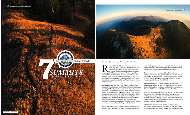 Revolution Cycles in Rossland, BC wrote one of three trail and ride reviews in Volume 3.1. Others that accompany it in 3.1 are from Boone Bike and Touring in Boone, NC and Sedona Bike & Bean in Sedona, AZ.
