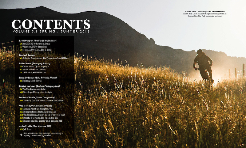 Contents Page of the newest Freehub Volume that will hit newsstands April 17th, 2012.