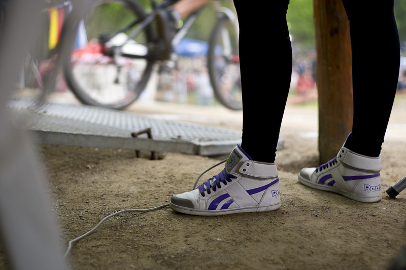 Some very nice sneeks modelled by the start gate girl. by the end of the night they where a write off