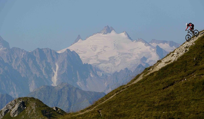 Ludo May with Mont Blanc background Courtesy of Chris Winter - http www.ridebig.com