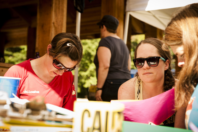 Chelsey Henry and Angi Weston were some of the judges for the amateur competition. Adding up points to see who threw down the hardest in the am comp.