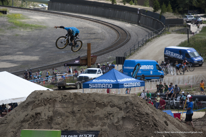 Fresh to being a Colorado resident Dominic Megalli was pushing it hard in qualifying including this tuck no 360.