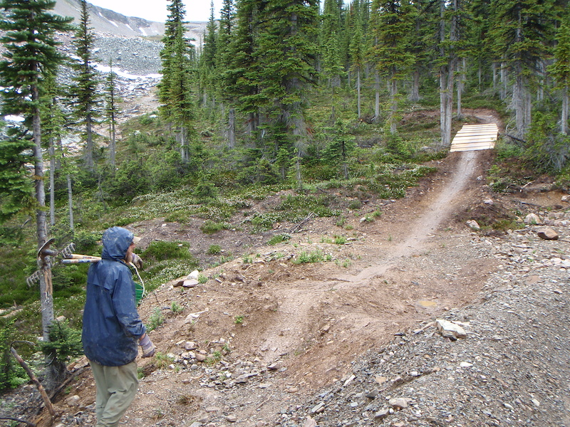 Reworked a section of trail to get around a massive pile of snow. And to make jumps.