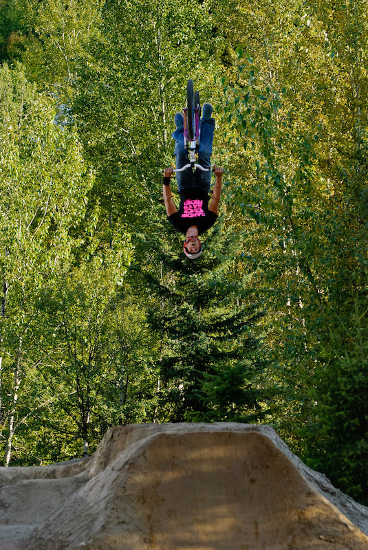 Johnny boosting the first jump of the Huck n Berries Jam at Centennial Park. The action goes down Sept. 8 in Rossland BC. Vince Boothe photo.