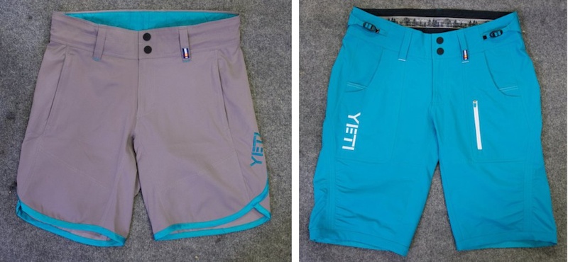 Yeti female riding shorts Lightweight Caddoa XC left and Norrie DH right . Padded liner not shown.