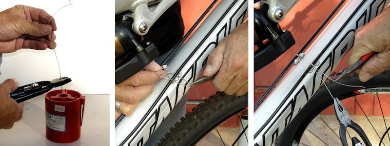Cut at least eight inches of wire to work with. Double loop the guide. Snug with two pliers.