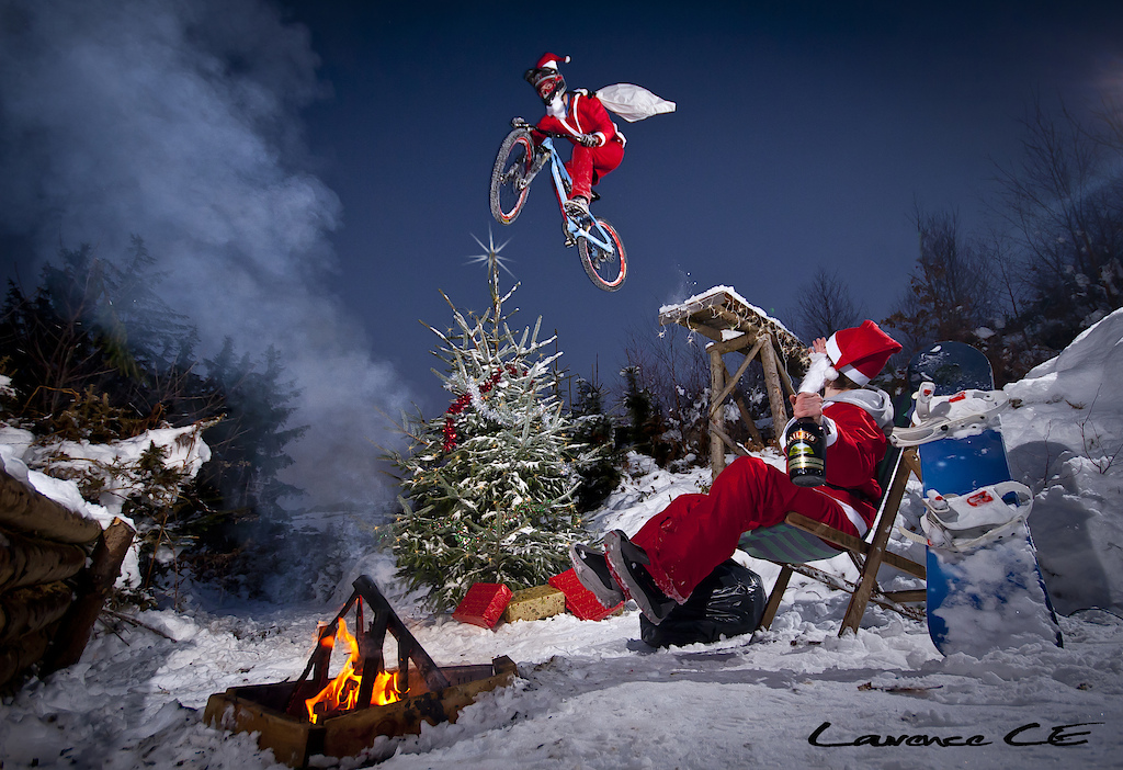 We had another shoot at out local spot (location of the first shoot). This time we actually had a defined shot we wanted to aim for, Christmas themed, and our good friend Tom Elmore got involved to help out too. The shot took a good 3-4 hours to set up for, involving generators, petrol fires, wrapping presents, and icy wooden ladders! Was all worth it at the end, as it got Picture of the Day on December 25th.
