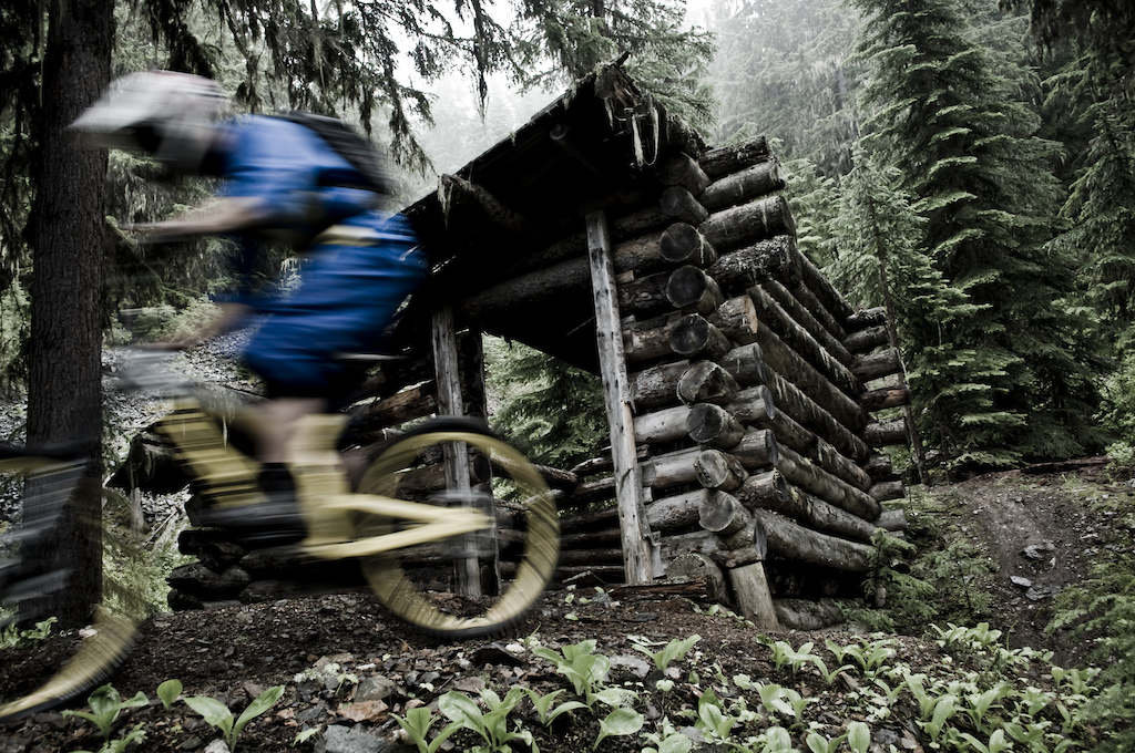 Old miner's cabin partway down Powerslave in Nelson, BC.  One of the premiere downhill trails in the world, we were lucky enough to hit it in primo conditions last fall.