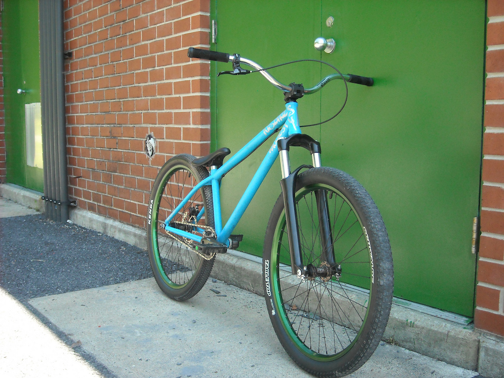 majesty dirt
As it sits now
Bars district
Grips animal edwin
Stem Quark pro
seat subrosa sl
Post chopped atomlab pivotal
cranks saint w/ salsa 32t ,XT m770 bb
pedals priomo sticker
chain KHE tanga
Fork DJ2 04 removed coils lowered to 90mm progressive set up.
Wheels P3 08 wheelset 36h sealed hubs dmr ss spacer kit 14t cog.
tires sb8 rear table top front
Brakes BB7 160 mm disc
lever Odyssey monolever
cable odyssey linear