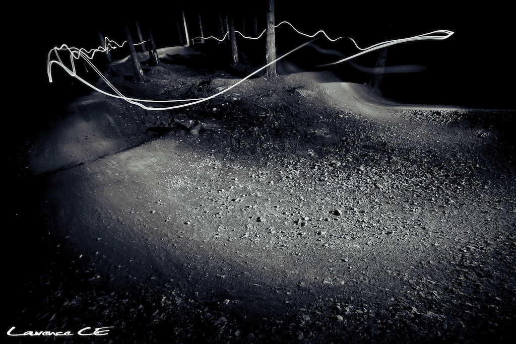 A bit of night time riding on the pump track at Oneplanet Adventure Llandegla - Laurence CE - www.laurence-ce.com