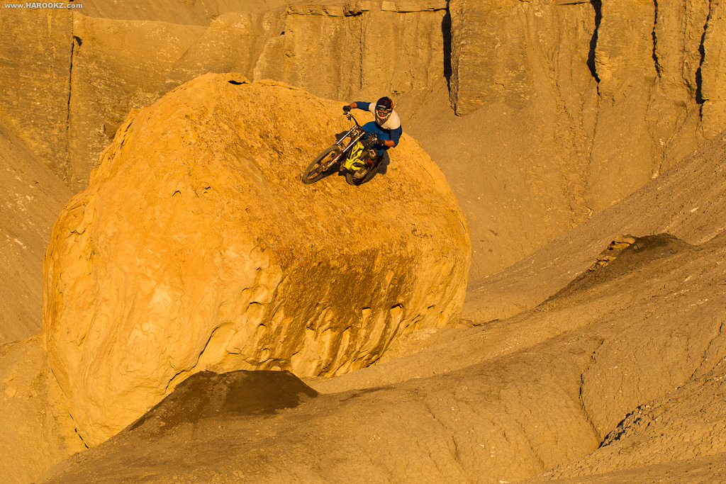 Geoff hits the moon rock in the golden sun at 7 AM.