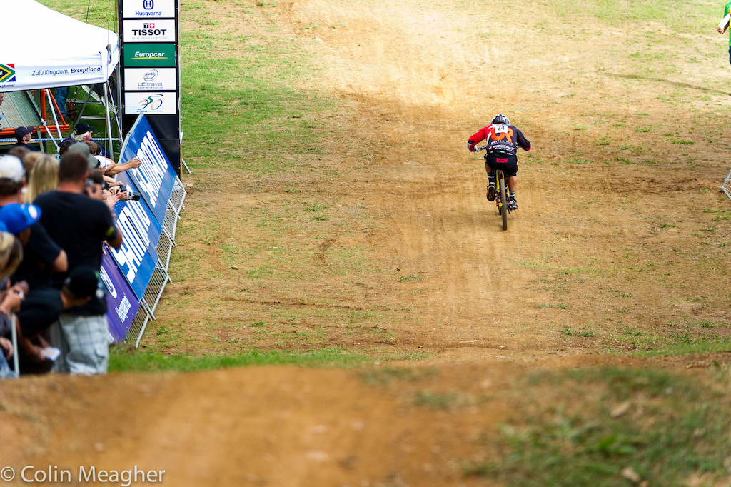 Mick Sik Mik Hannah was making a run at joining his sister atop the podium at the Pietermaritzburg UCI World Cup DH