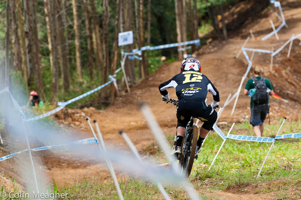 Marc Beaumont testing traction in the morning s practice before the final.