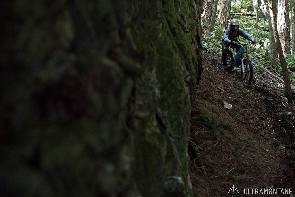 Steep section that rounds out under a cliff.