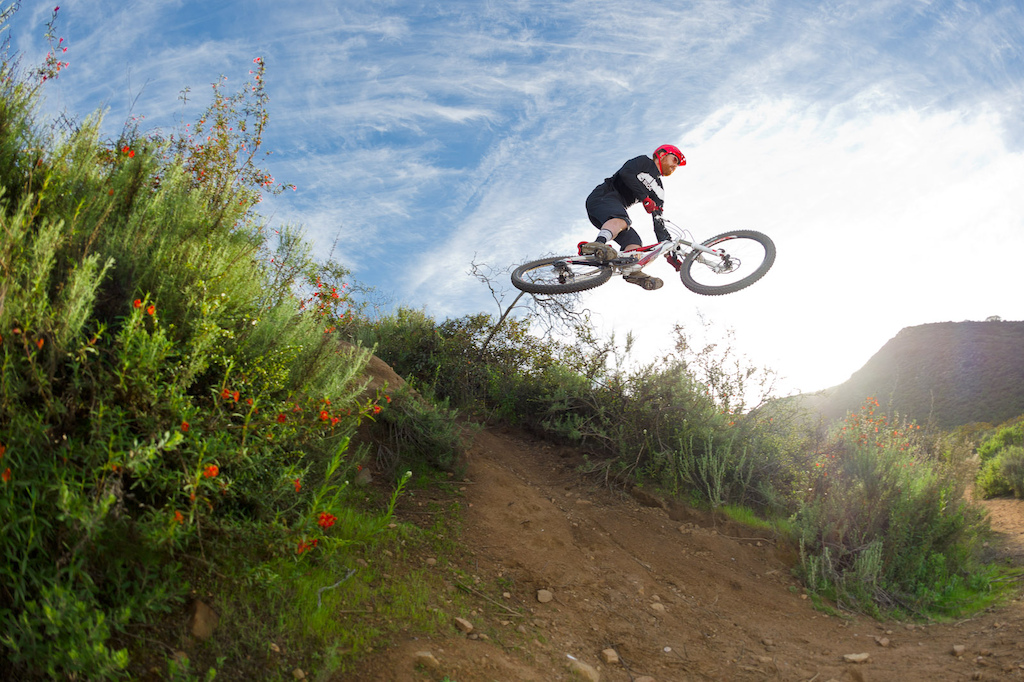 Ken Wood rides a Cannondale Jekyll during the Pinkbike All Mountain Bike Shoot Out