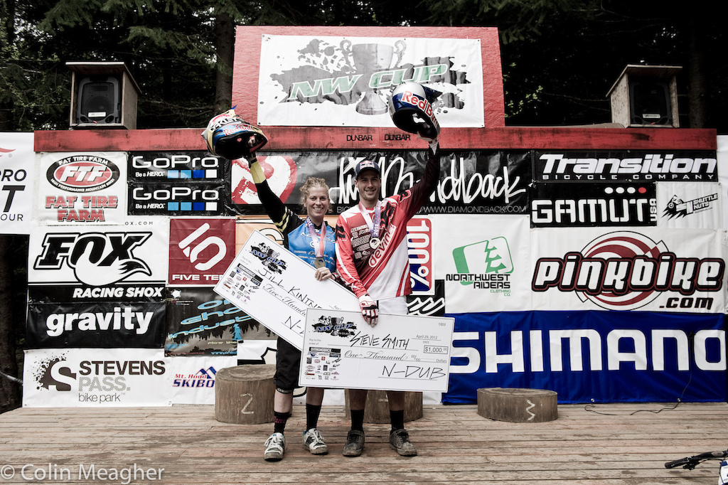 Redbull double vision on the top step of the podium with Jill Kintner and Steve Smith.