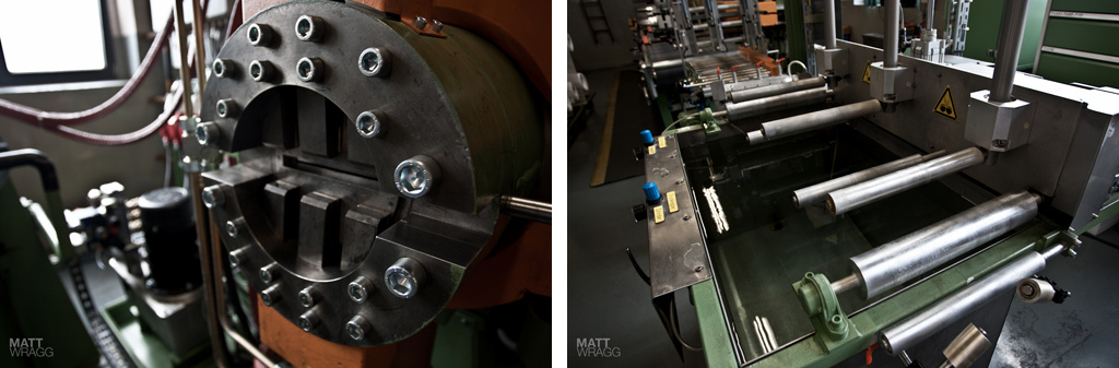 Cooling and extruding the rubber.