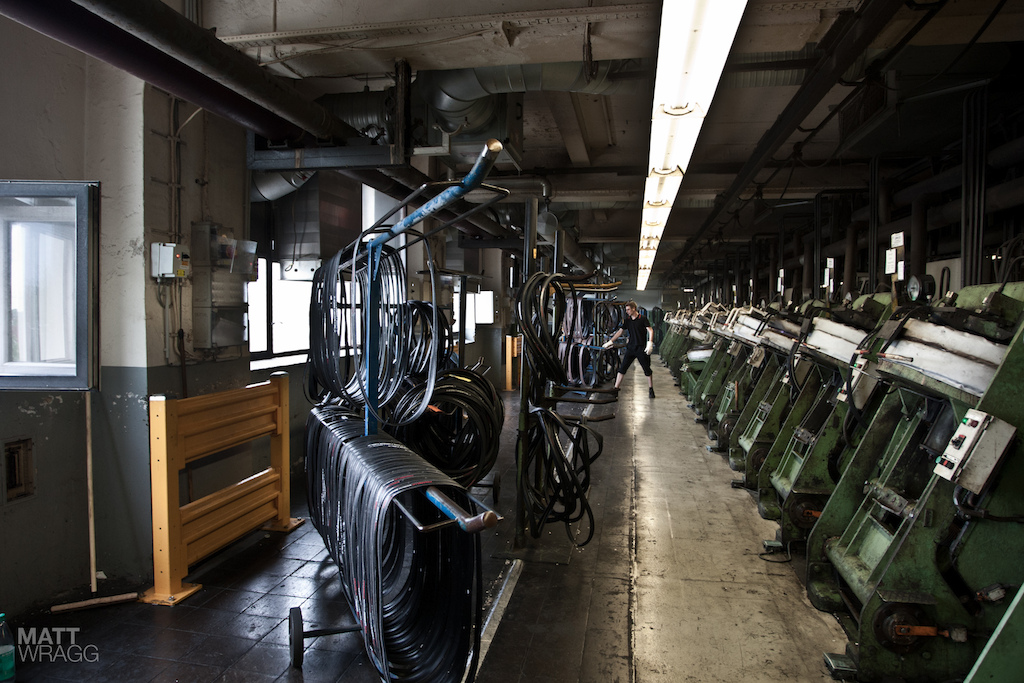 The tyre presses.