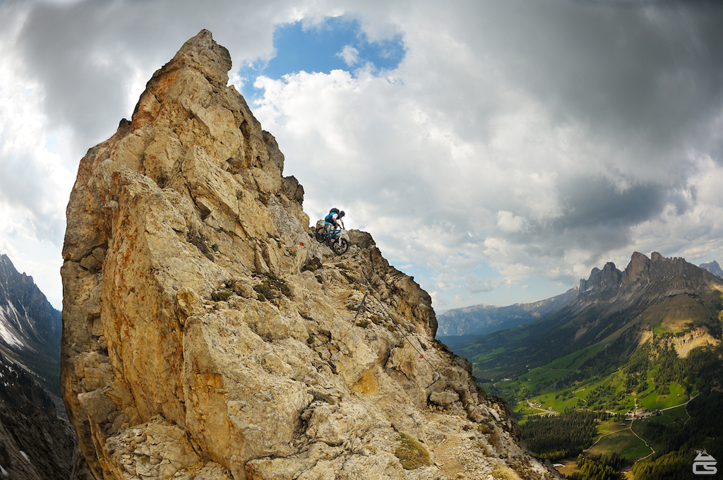 A cloudy evening ride over looking the Rosengarten with Johannes.