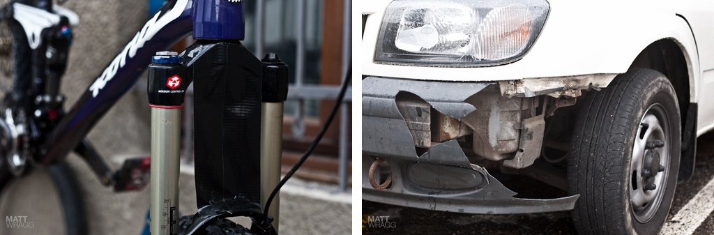 The mudguard and the deer damage.