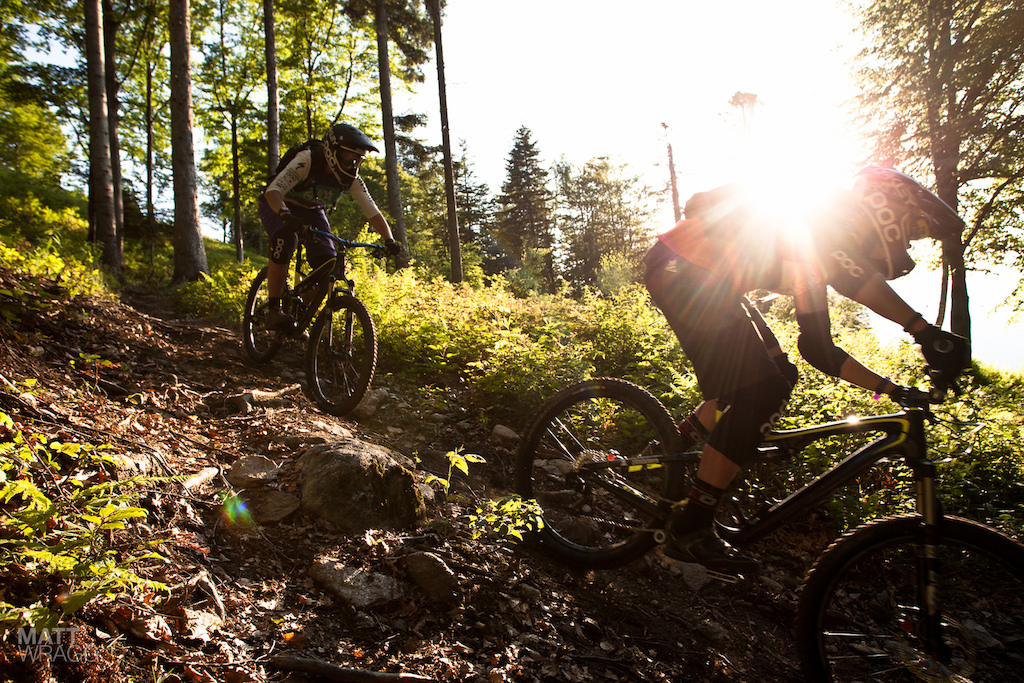 Chasing each other into the sunset at Scopello.